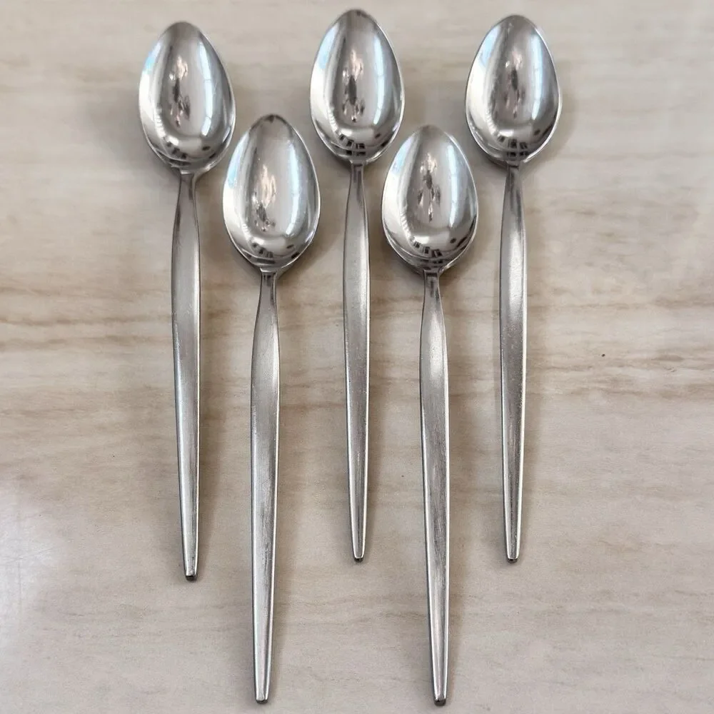 5pc EKCO Eterna Prince Stainless Iced Teaspoon 7 3/8” Satin Handle Japan